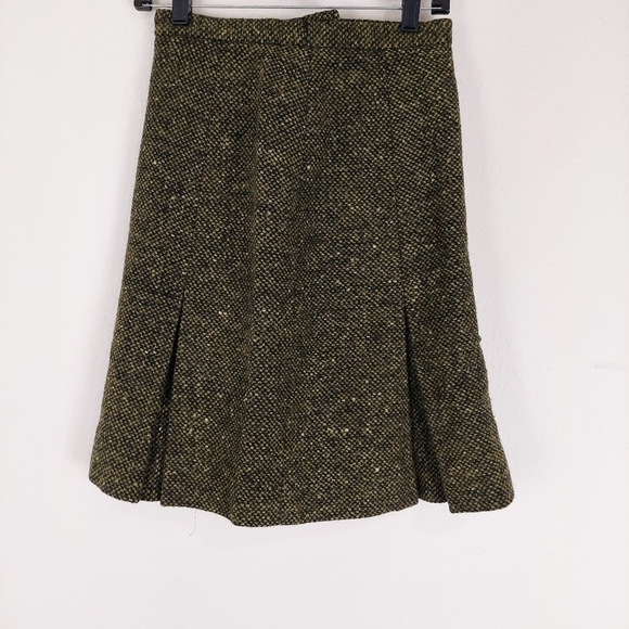 Vintage 1960's Army Green 100% Zip Pleated Skirt - Picture 1 of 7